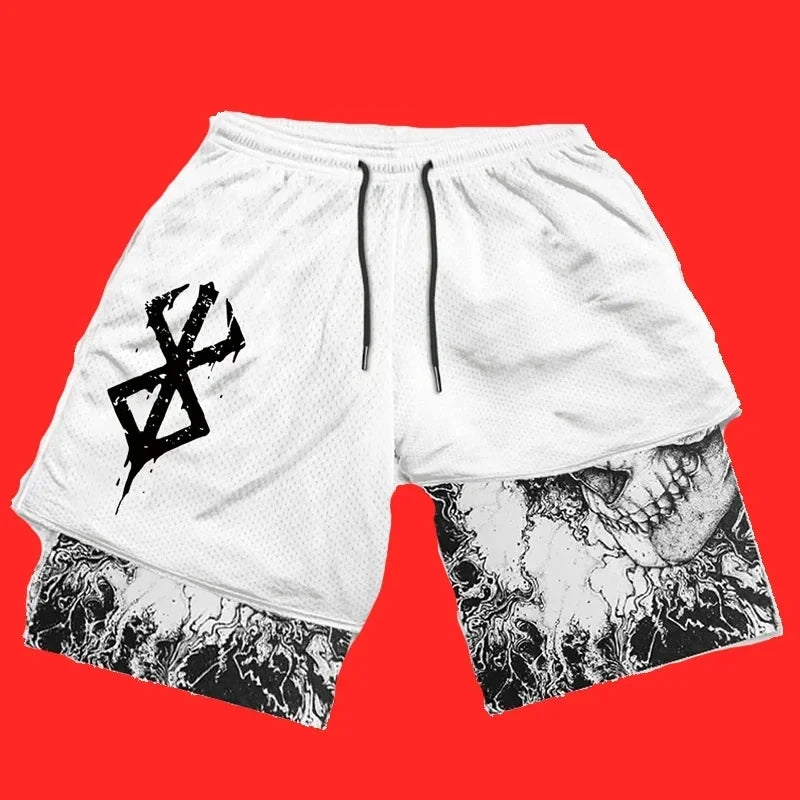 New Summer Men Streetwear Anime High Waist Oversize Breathable Gym Short Pants Training Fitness Workout Track Shorts Clothes