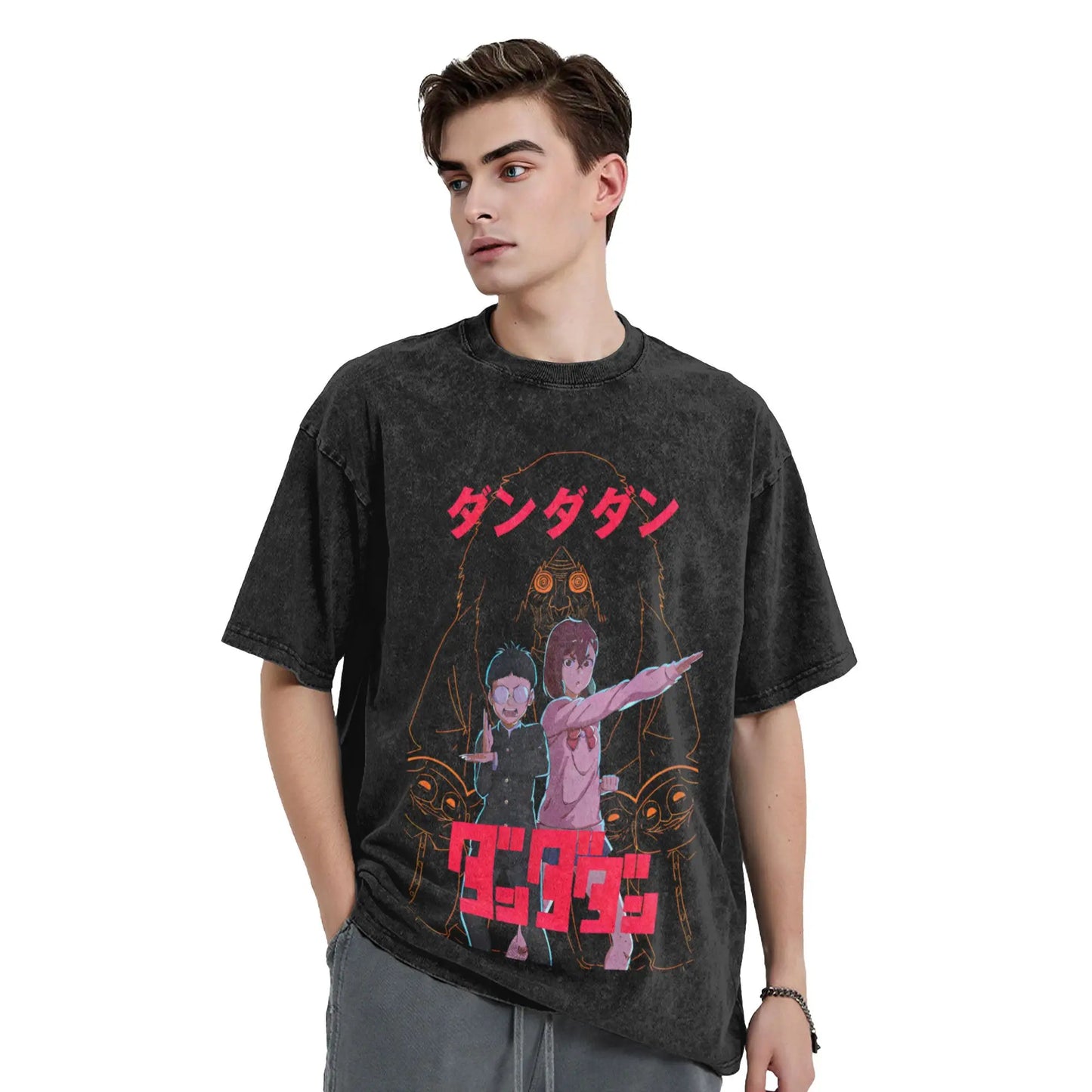 Manga Dandadan Washed T Shirts Streetwear Hip Hop Vintage T-Shirt Action Comedy Anime  Tee Shirt Men Women Cotton Harajuku