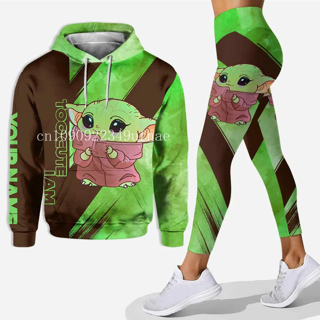 New Baby Yoda 3D Hoodie Women Hoodie Set Mickey Yoga Pants Sweatpants Women Disney Yoga Hoodie Leggings Fashion Sportswear 2025