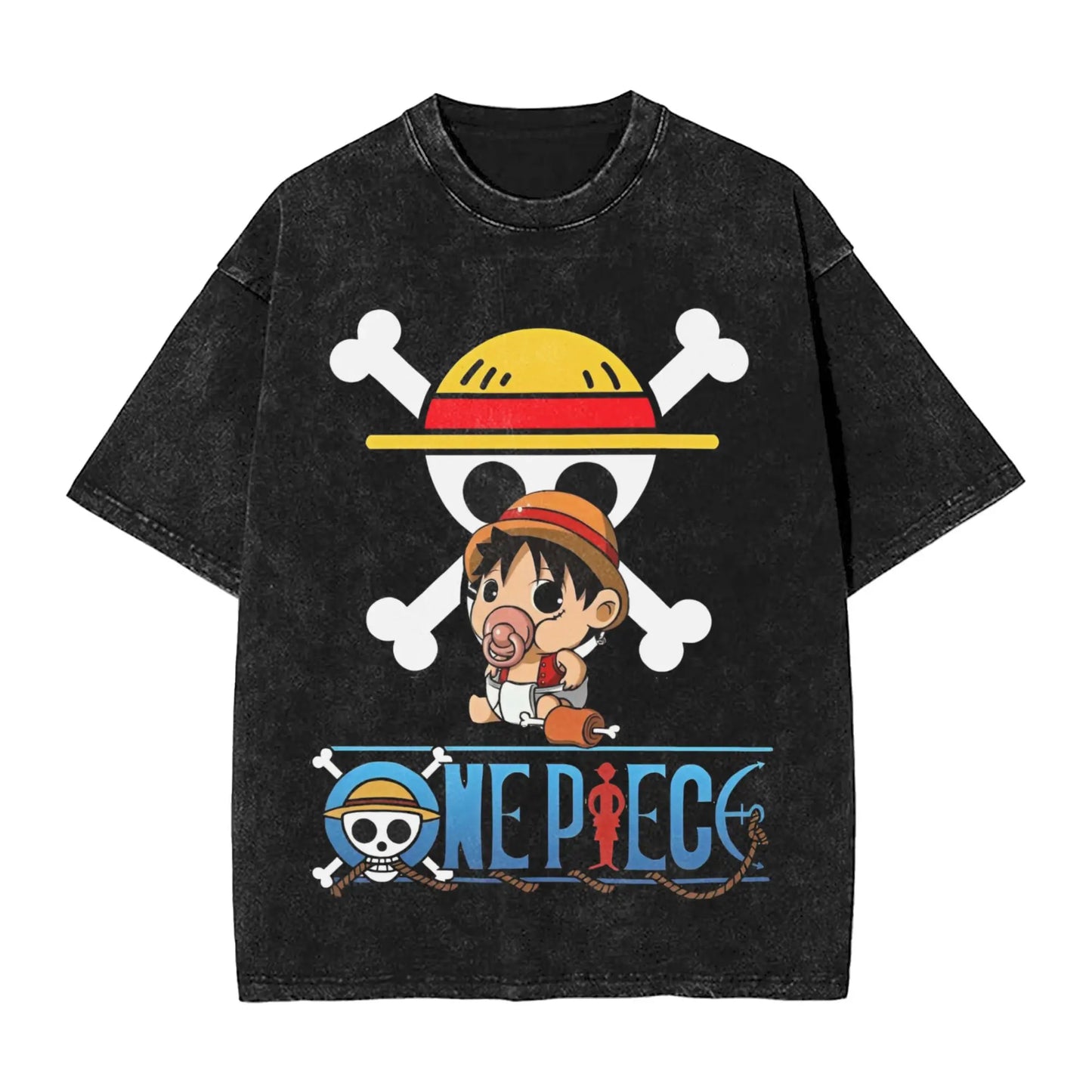 one piece anime manga luffy Washed T Shirt Streetwear Hip Hop Casual T-Shirts  Tee Shirt for Men Women 100% Cotton Harajuku