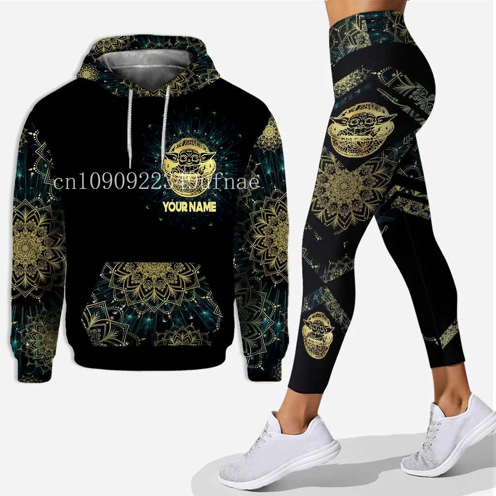 New Baby Yoda 3D Hoodie Women Hoodie Set Mickey Yoga Pants Sweatpants Women Disney Yoga Hoodie Leggings Fashion Sportswear 2025