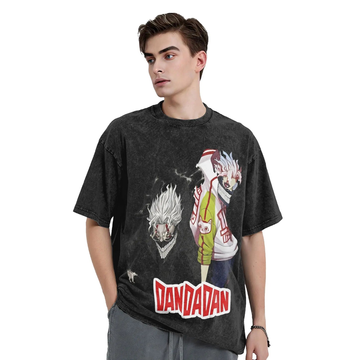 Dandadan  Washed T Shirt Streetwear Hip Hop Casual T-Shirt Anime Manga Characters Tees Men Women Short Sleeve Oversize Graphic