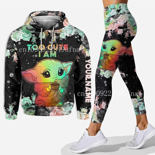 New Baby Yoda 3D Hoodie Women Hoodie Set Mickey Yoga Pants Sweatpants Women Disney Yoga Hoodie Leggings Fashion Sportswear 2025