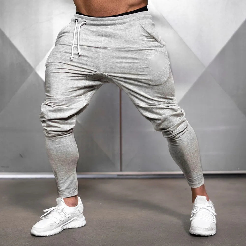 Solid Gym Sweatpants Joggers Pants Men Casual Trousers Male Fitness Sport Workout Cotton Trackpants Spring Autumn Sportswear