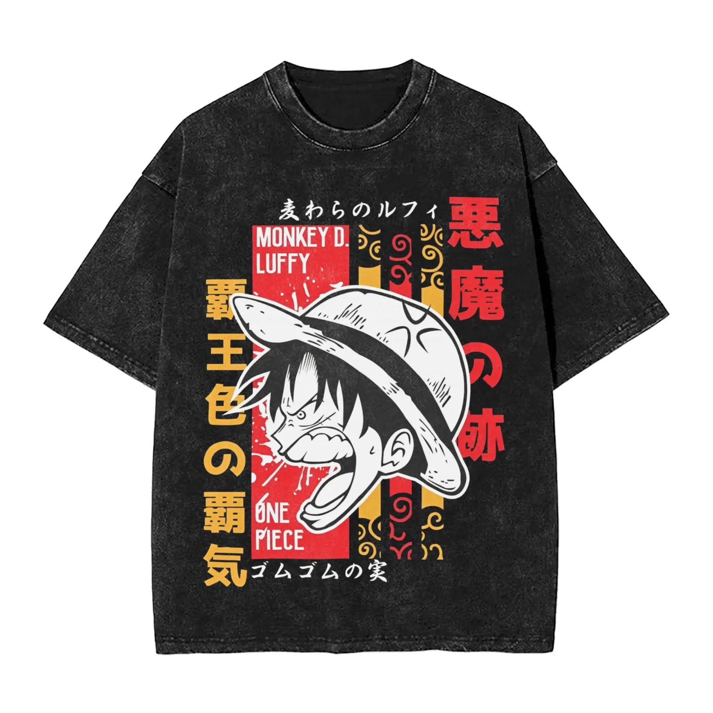 one piece anime manga luffy Washed T Shirt Streetwear Hip Hop Casual T-Shirts  Tee Shirt for Men Women 100% Cotton Harajuku