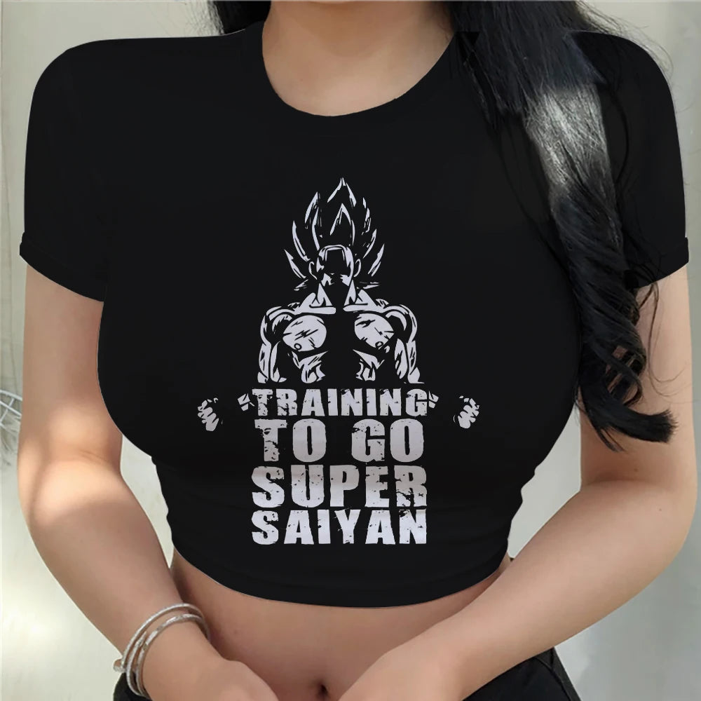 T-shirt Vegeta New Top Women Tops Anime Y2k Fashion Harajuku Clothing Cool Dragon Ball Z Kawaii Clothes Goku Crop Fashion New Z