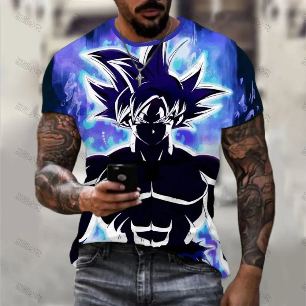 T-shirt Men Streetwear Dragon Ball Z Fashion Goku Vegeta Trend Essentials Harajuku Style Short Sleeve Anime New Children's Men's