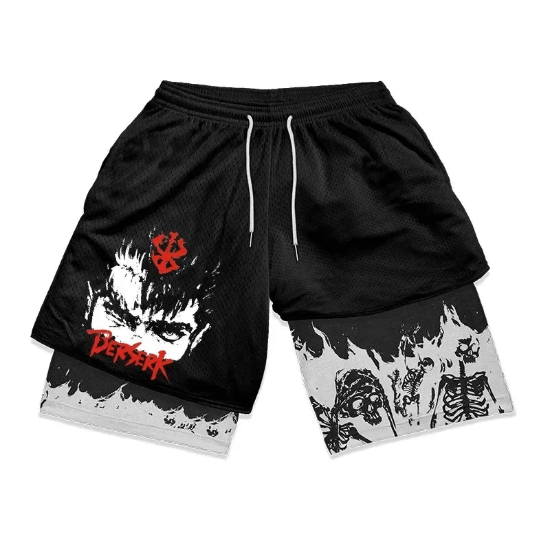 New Summer Men Streetwear Anime High Waist Oversize Breathable Gym Short Pants Training Fitness Workout Track Shorts Clothes